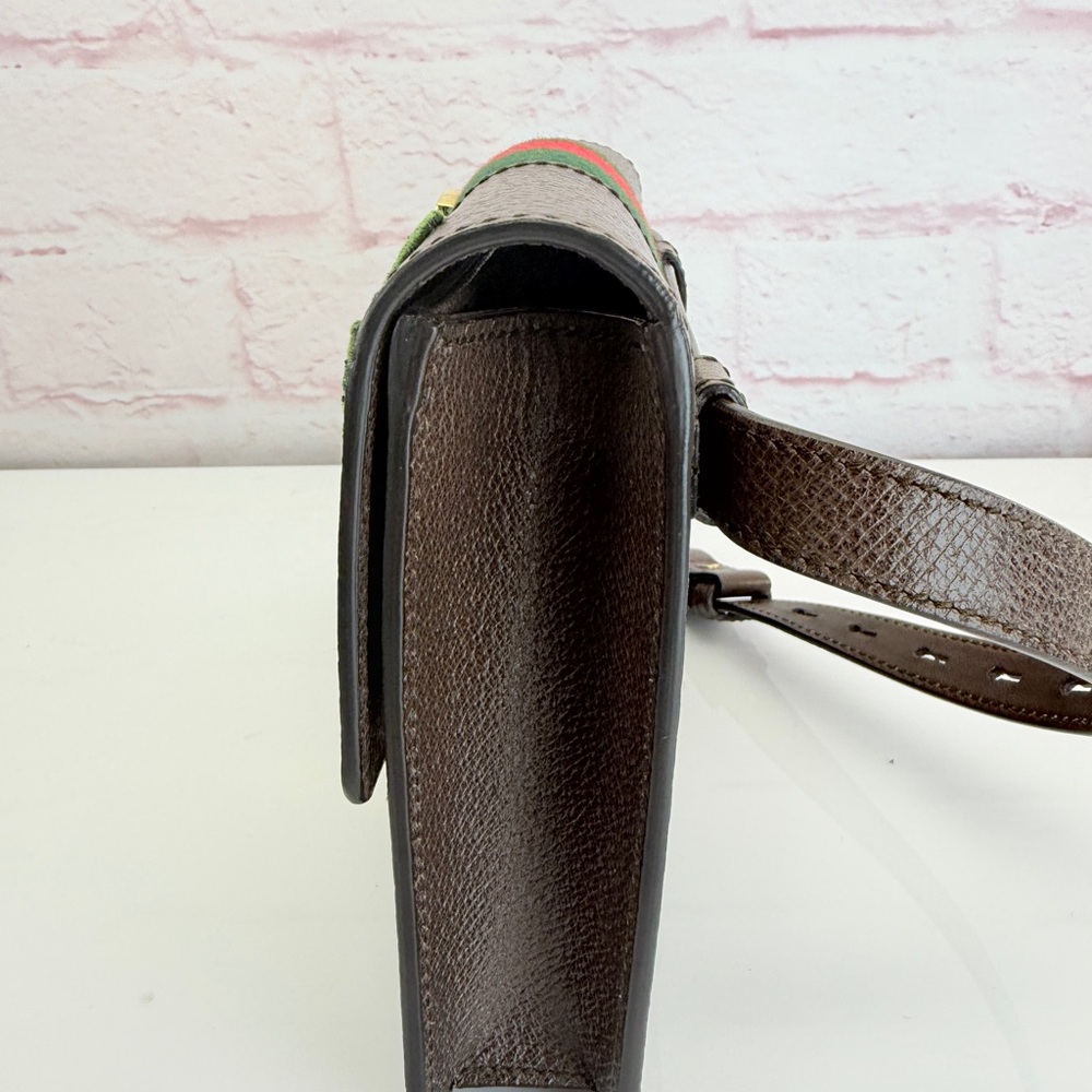 Gucci Sylvie Brown Chain Floral Embroidered Belt Bag - Picture 5 of 15